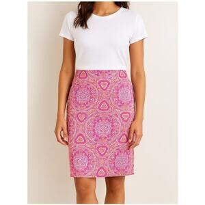 Lord & Taylor Pink Paisley Medallion Print Pencil Skirt - Size 10